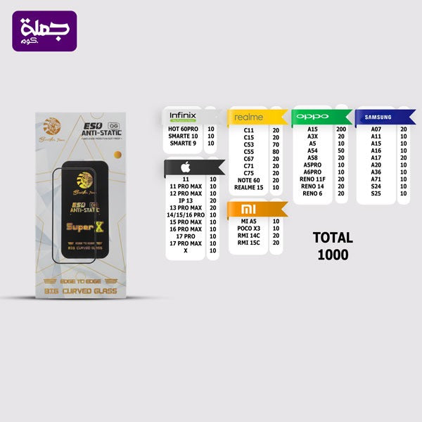 شريحه اسكرينه SUPER X عدد (1000)