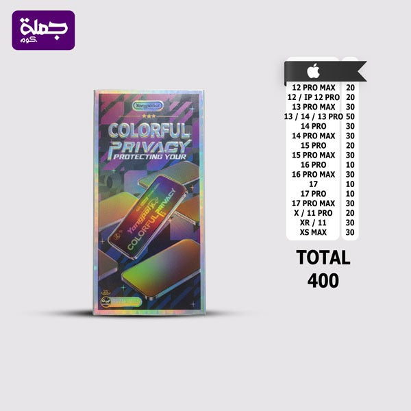شريحه اسكرينه COLORFULL PRIVACY IPHONE عدد (400)