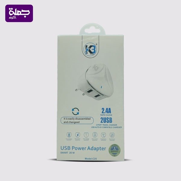 شاحن تايب سي K3 C25 2USB 20W اصلي ضمان سنه للمستهلك